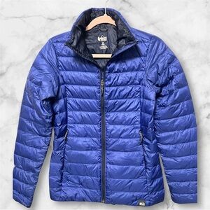 REI women’s blue down packable jacket sz XS Euc #005